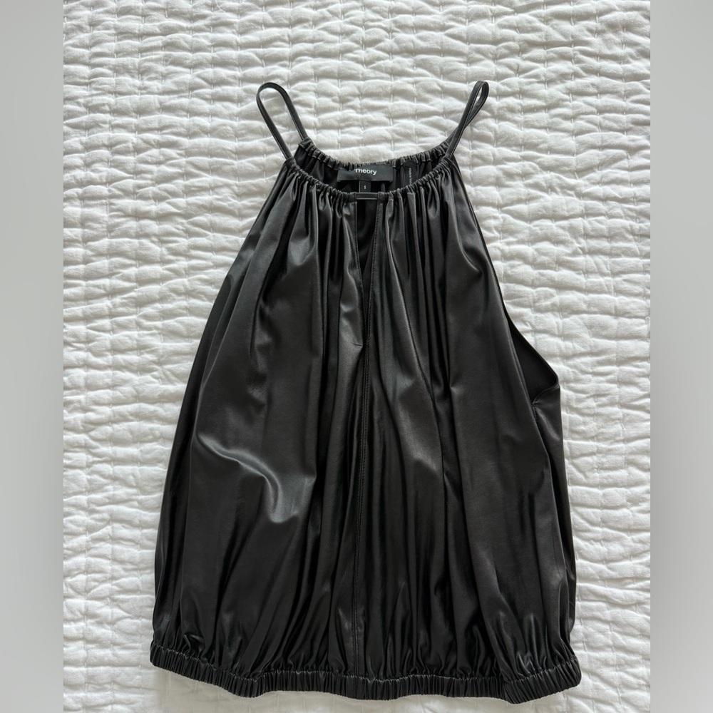 Theory Black Leather Top Size S